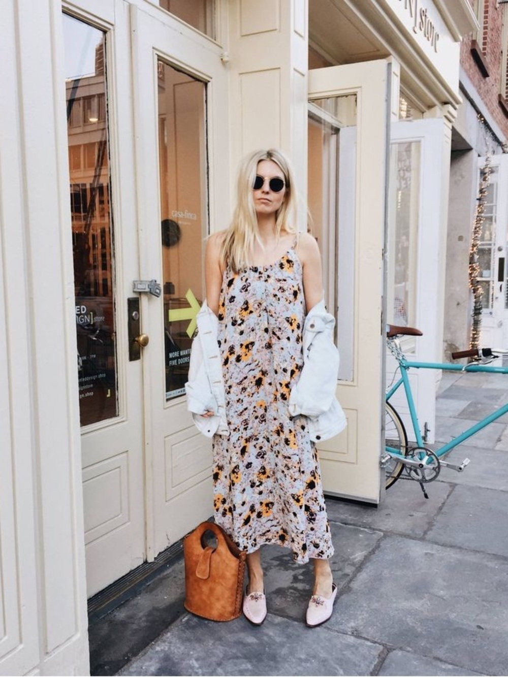Aritzia - Wilfred Mariette Floral Maxi Dress with Yellow and Black Motif